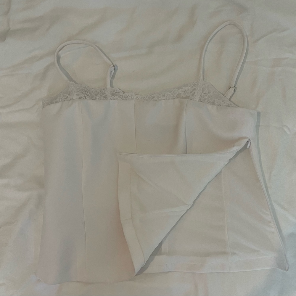 Zara White Fitted Corset Milkmaid Cropped Top with Lace Trim‎ - Picture 4 of 12
